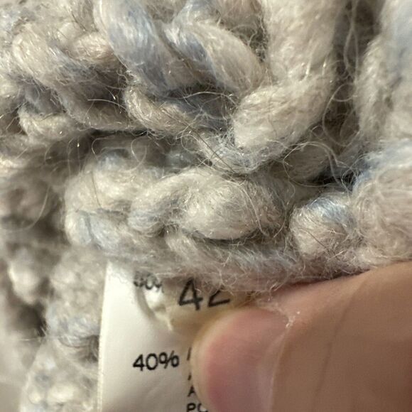 Chunky Fisherman Cropped‎ Cable Knit Sweater Women Sz 42  Med Pullover Oatmeal - Picture 6 of 7